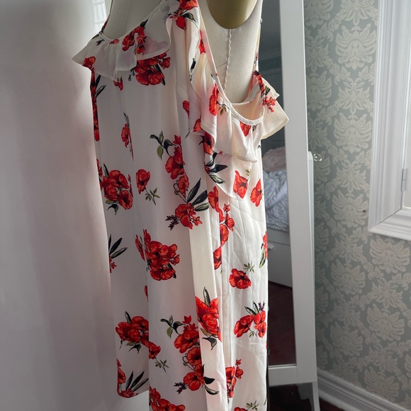 Abercrombie & Fitch Cream & Orange Floral Cold Shoulder Dress size XL - Picture 4 of 11